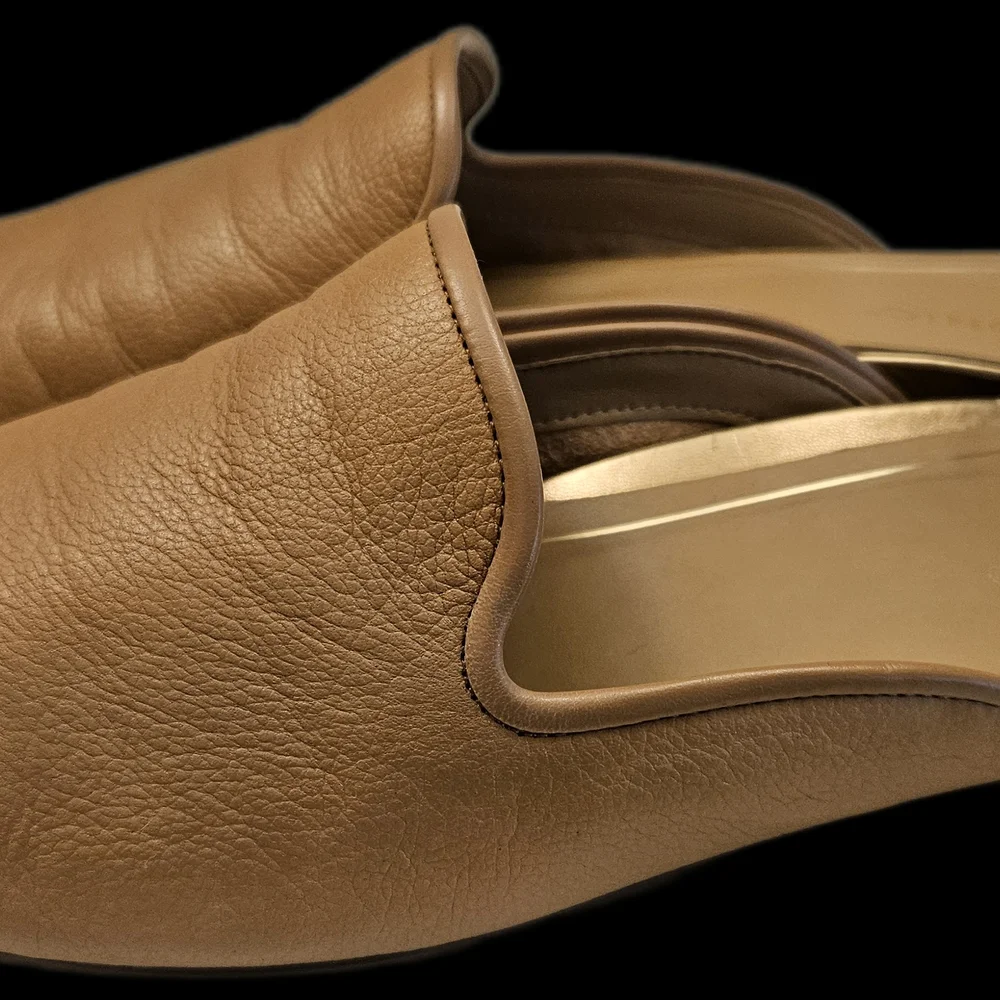 Vionic Willa Tan Leather Mules with Minimalist Design - Picture 2 of 7